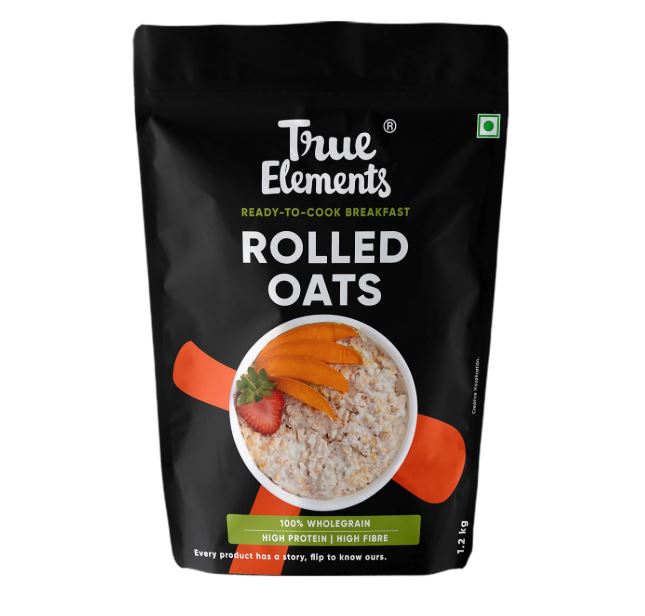True Elements Rolled Oats 1.2 kg - Diet Food | 100% Wholegrain | Rich in Protein | Gluten Free | Oats for Weight Management | High Fibre | Jumbo Oats useful for oatmeal