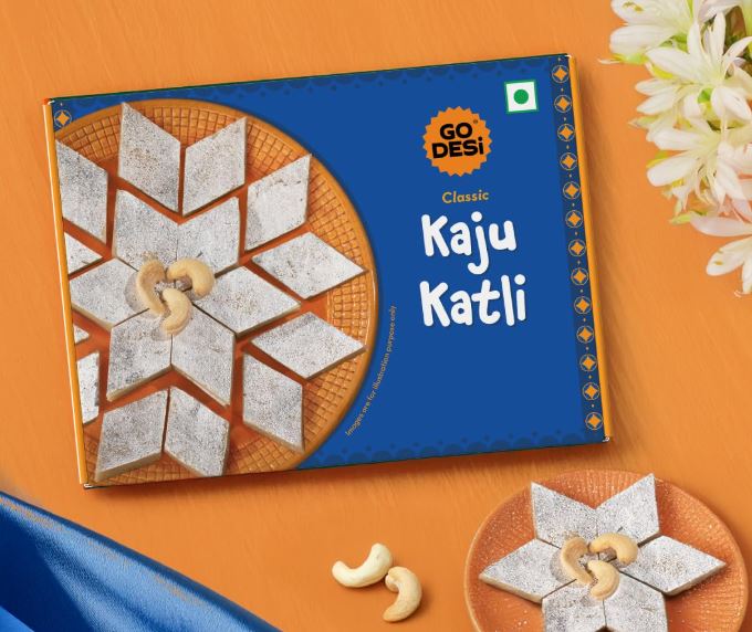 GO DESi Classic Kaju Katli 200 grams, Made with Cashew Nuts, Sweets Indian Mithai, Indian Sweets Gift Pack