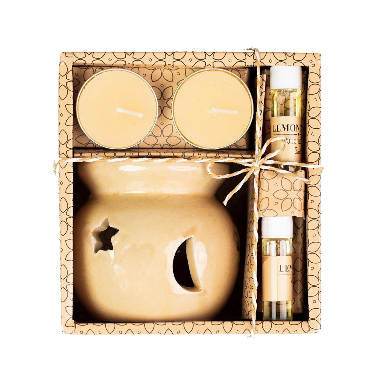 AuraDecor Fragrance Heat Diffuser Gift Set with Tealight Candles || HomeDecor || Diffuser Set || Tealight || Candles(Lemon Grass)