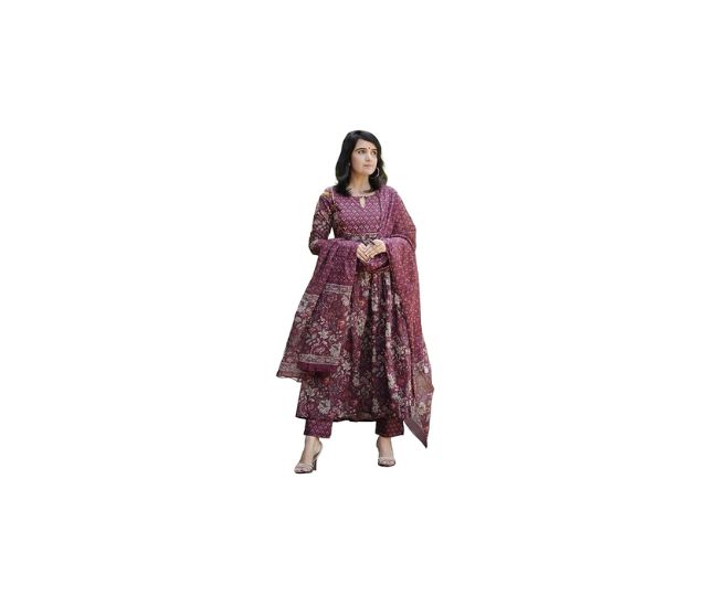 Alvami Women Anarkali Kurta and Pant Set with Dupatta