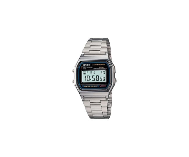 Casio Vintage A-158WA-1Q Digital Grey Dial Unisex Watch Silver Metal Strap (D011)