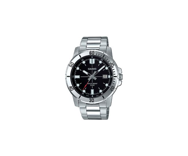 Casio Enticer Analog Black Dial Men's Watch (MTP-VD01D-1EVUDF, A1362, Silver)