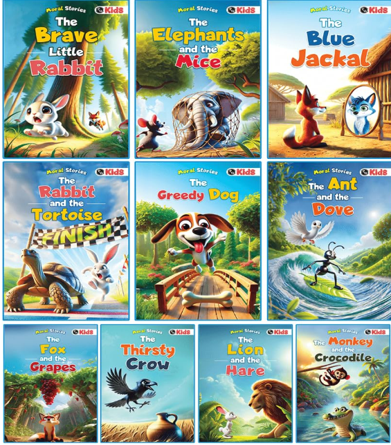 Moral Story Books (Set of 10 Books) For Kids | Bed Time Story Book Set For Children | Short Story Books with 3D Animated Images | Books For 3+ Years Old [Paperback] PW (PW) 