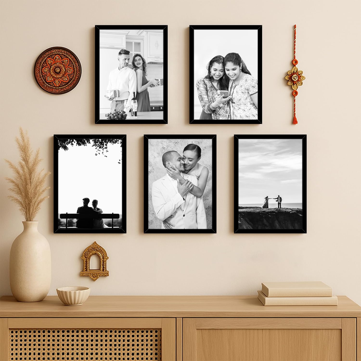 Art Street A4 Size Photo Frame For Wall Set of 5 Black Picture Frame For Home and Office Decoration, Size -8x12 Inches