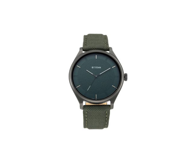 Titan Workwear Quartz Analog Hunter Green Dial Olive Green Leather Strap Watch for Men - NT1802NL02