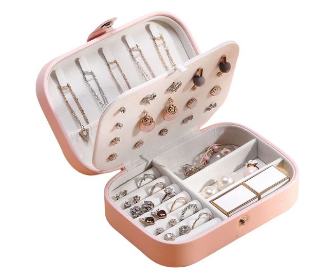 YouBella Jewellery Organiser PU Leather Zipper Portable Storage Box Case