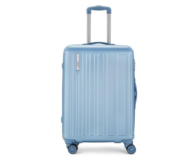 Safari Linea 8 Wheels 69 Cms Medium Check-in Trolley Bag Hard Case Polycarbonate 360 Degree Wheeling System Luggage, Trolley Bags for Travel, Suitcase for Travel, Pearl Blue