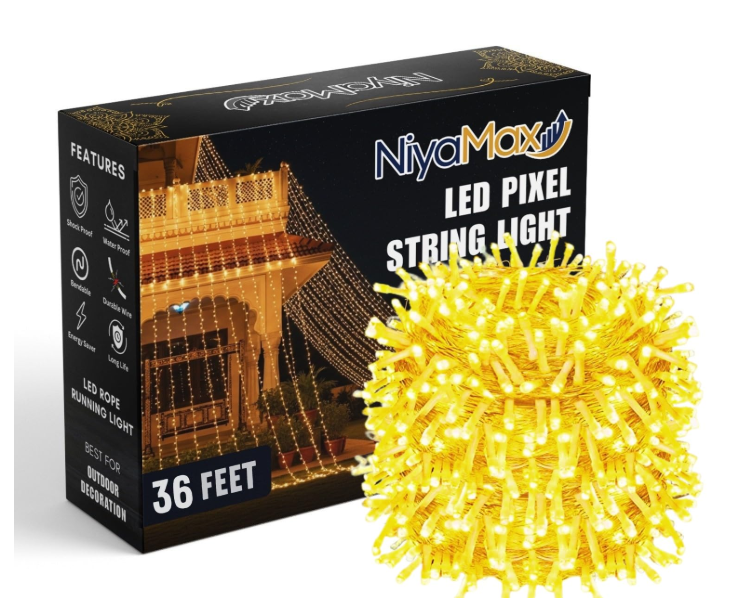 NIYAMAX® 36 Feet LED Fairy String Lights – 36 Bulbs on Waterproof Copper Wire | Decorative Lights for Bedroom, Garden, Wedding, Diwali & Christmas Home Decoration (Warm White)