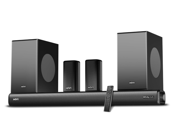 Mivi Superbars Cinematic 900W Premium Dolby Home Theatre System [Newly Launch] with Dual Subwoofers soundbar, 5.2 Channel, EQ & Input Modes, BT v5.3, Sound bar (Installation Included)