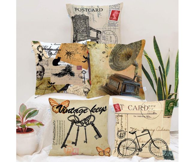 STITCHNEST Set of 5 Jute Cushion Covers