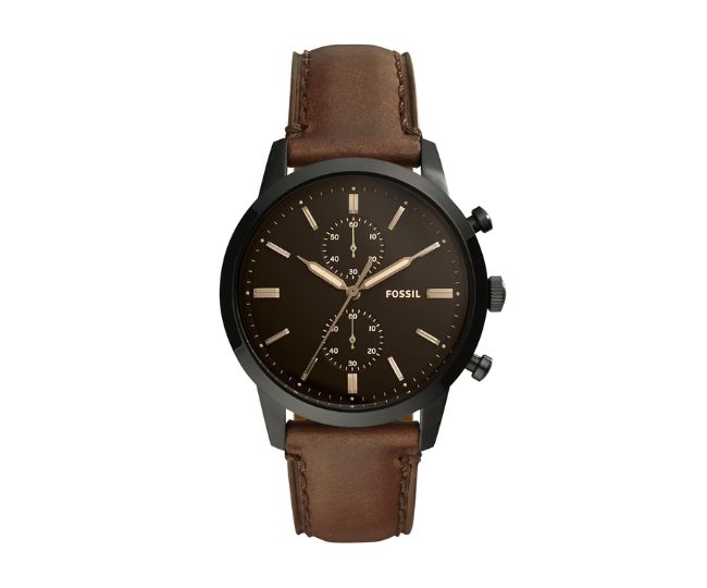Fossil Analog Black Dial Men's Watch - Fs5437 - Leather