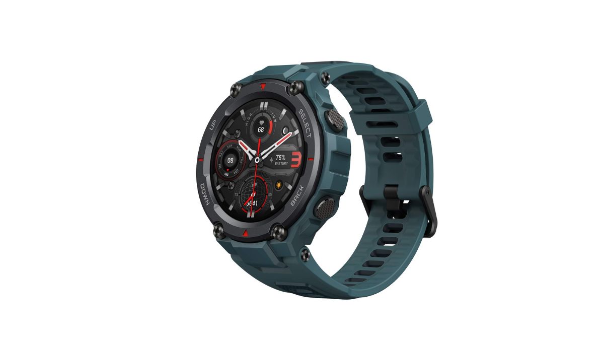 Amazfit T-Rex Pro 48mm Smartwatch Fitness Watch with SpO2, Heart Rate, Sleep Monitor, Sports Watch with Over 100 Sports Modes, 10 ATM Waterproof, 18 Day Battery Life, GPS (Steel Blue)