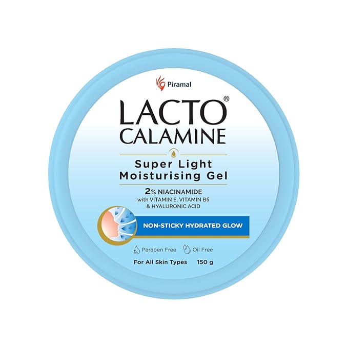 Lacto Calamine Light Moisturising Gel | Moisturizer for face with Niacinamide, Hyaluronic Acid and Vitamin E | 150g