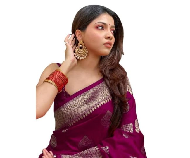 C J Enterprise Women's Kanjivaram Art Silk Saree Soft Banarasi Style Sari With Blouse Piece For Wedding