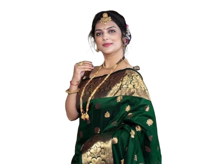 Yashika Women's Zari Woven Cotton Silk Jacquard Saree