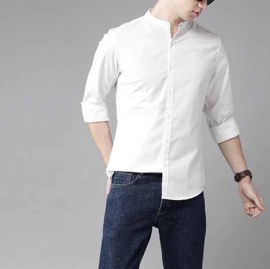 Roadster Men White Cotton Casual Shirt