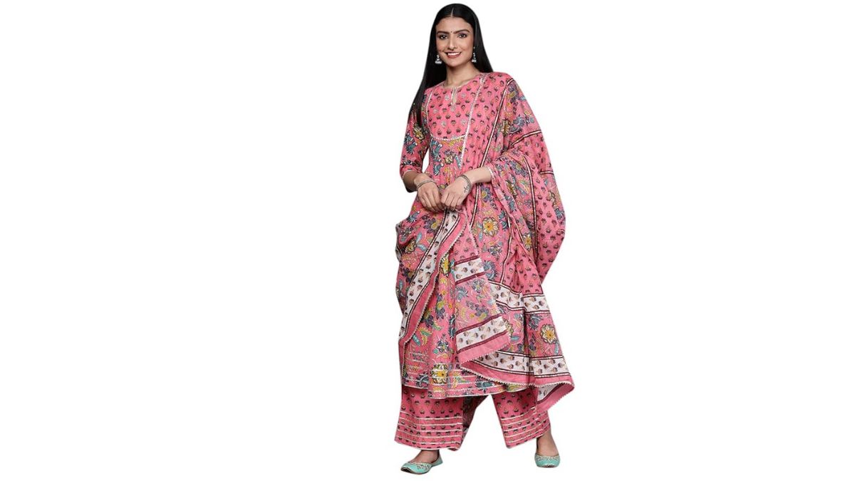 Libas Women's Cotton Kurta Sets (33124O_Pink_XXL)