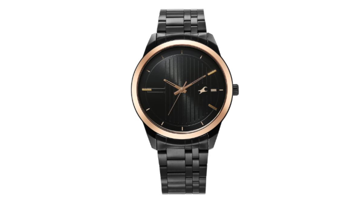 Fastrack Men Textured Dial & Stainless Steel Straps Analogue Watch 3308KM01